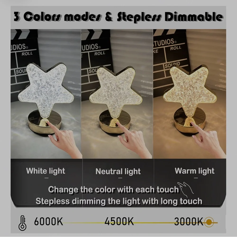 *Star Shaped Crystal Table Lamp / night light brand new in box